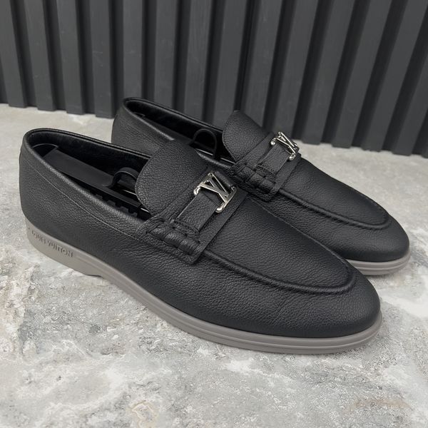 LV Estate Loafers Black Grained Leather