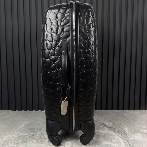 x Al.McQueen Suitcase Luggage Black Crocodile Embossed