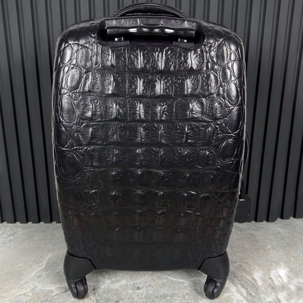 x Al.McQueen Suitcase Luggage Black Crocodile Embossed