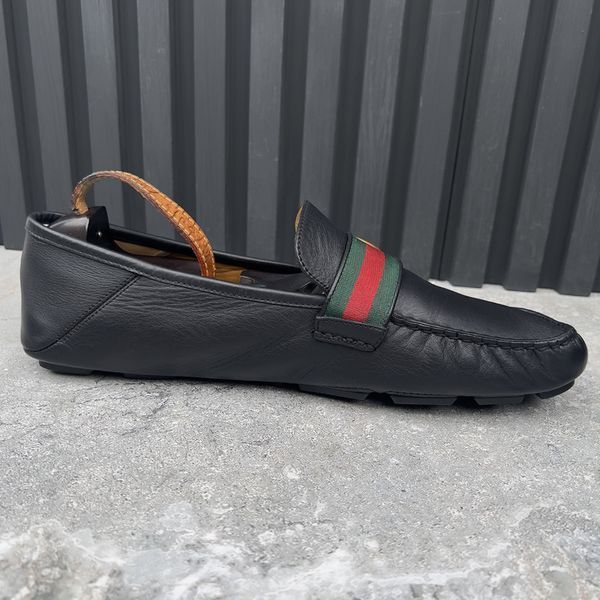 Double G Web Moccasins Black Leather