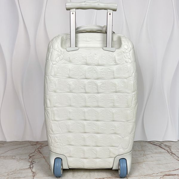 Alexander Mcqueen Spinner Trolley Suitcase Crocodile Embossed Plastic