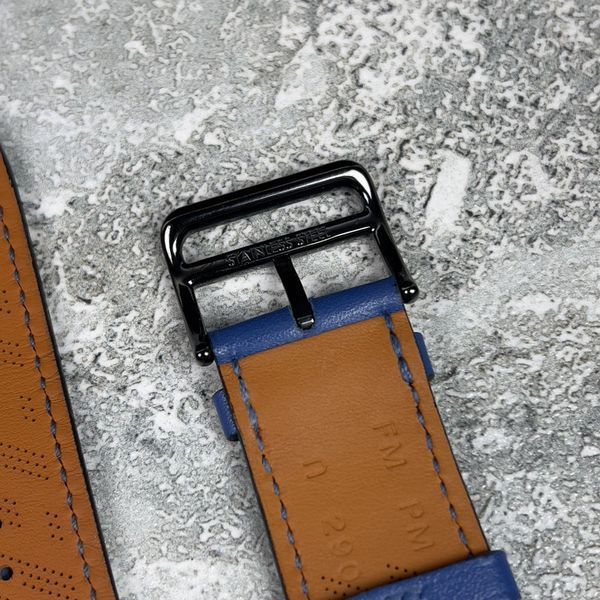 Apple Watch Hermes H Diagonal Blue Textured Epsom Leather 45 mm