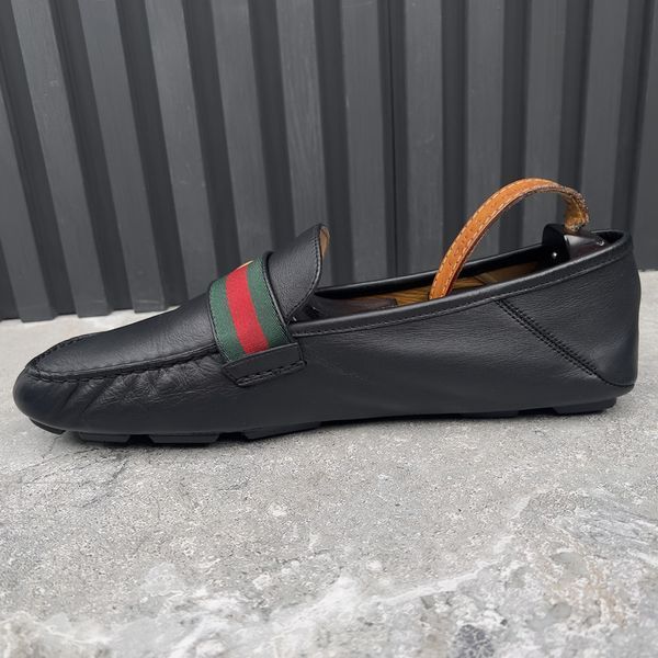 Double G Web Moccasins Black Leather