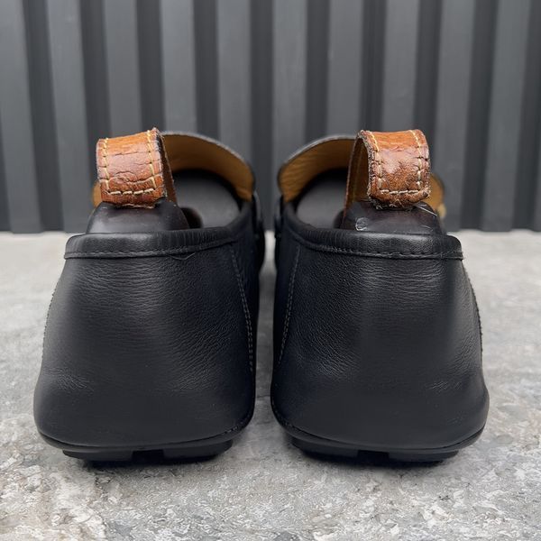 Double G Web Moccasins Black Leather