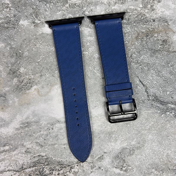 Apple Watch Hermes H Diagonal Blue Textured Epsom Leather 45 mm