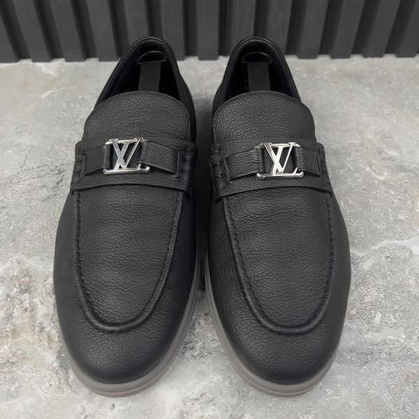LV Estate Loafers Black Grained Leather