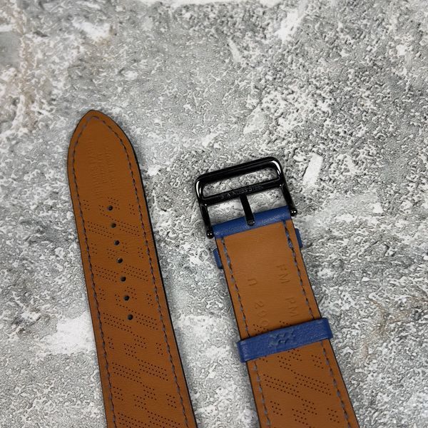 Apple Watch Hermes H Diagonal Blue Textured Epsom Leather 45 mm