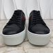 Ace Sneaker Web Bee Embroidered Platform Black Leather