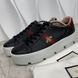 Ace Sneaker Web Bee Embroidered Platform Black Leather