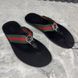 Web GG Buckle Thong Sandals Black Leather