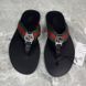 Web GG Buckle Thong Sandals Black Leather