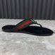 Web GG Buckle Thong Sandals Black Leather