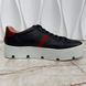 Ace Sneaker Web Bee Embroidered Platform Black Leather