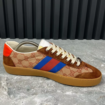 Web G74 GG Monogram Sneakers Beige Canvas Brown Suede