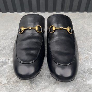 Princetown Horsebit Mules Black Leather