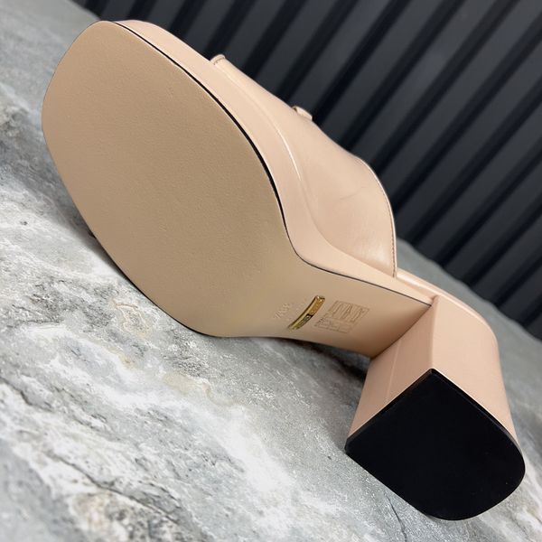 Houdan Horsebit Plaform Heel Mules Pink Leather
