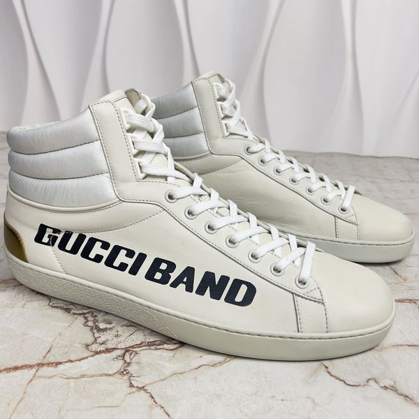 Ace Band Graphic Print Sneakers Calfskin White