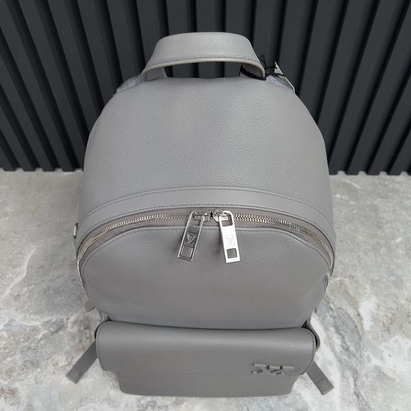 Takeoff Backpack Aerogram Logo Gray Grained Leather