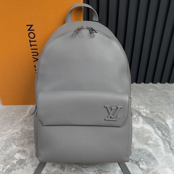 Takeoff Backpack Aerogram Logo Gray Grained Leather