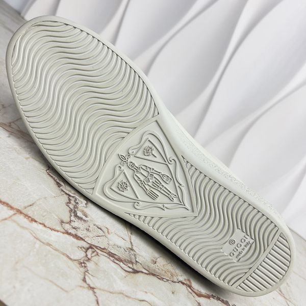 Ace Band Graphic Print Sneakers Calfskin White