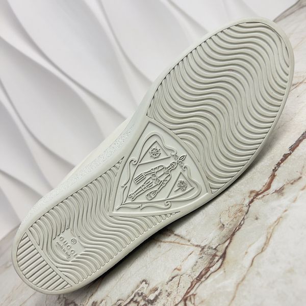 Ace Band Graphic Print Sneakers Calfskin White