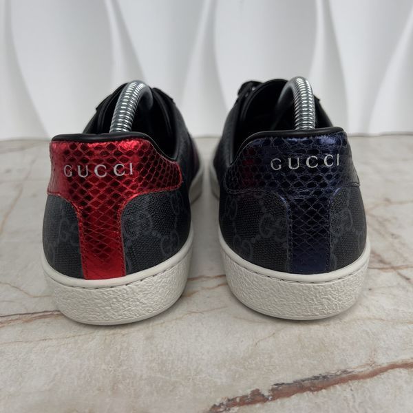 Ace Web Sneakers Gray Monogram Canvas Blue Red Python Heels