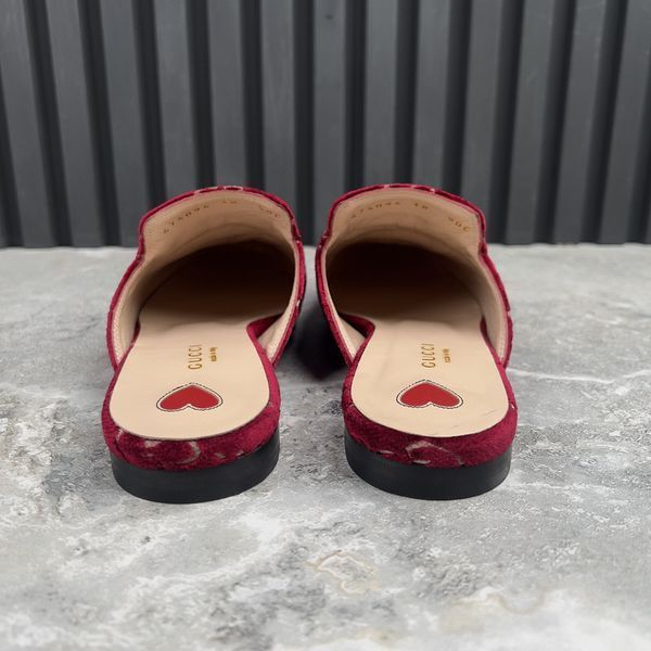 Princetown Horsebit Mules Maxi GG Signature Red Velour