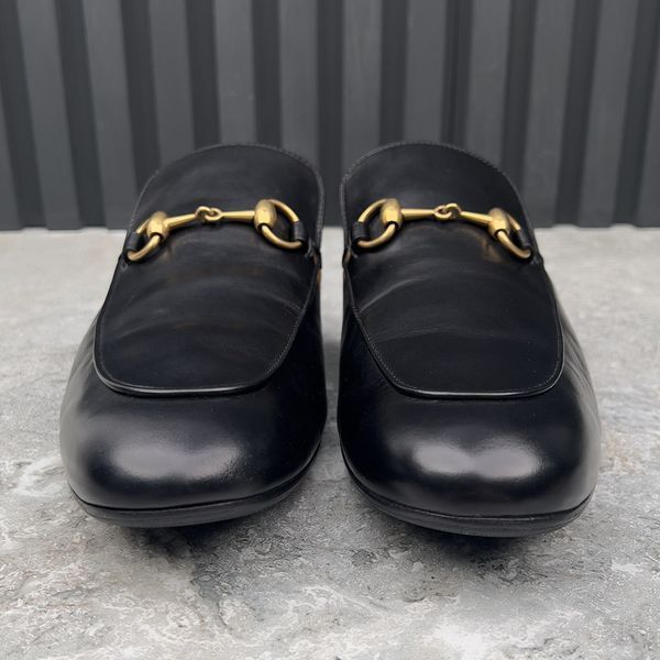Princetown Horsebit Mules Black Leather