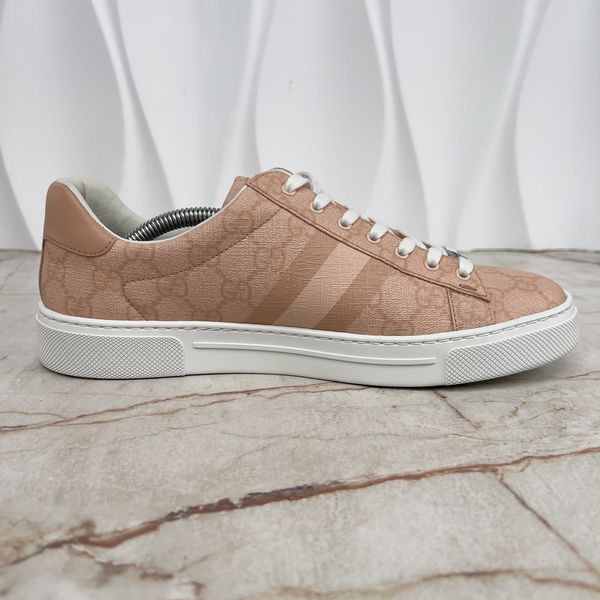 Ace Web Sneakers GG Signature Canvas Pink Leather