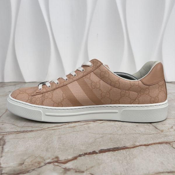 Ace Web Sneakers GG Signature Canvas Pink Leather