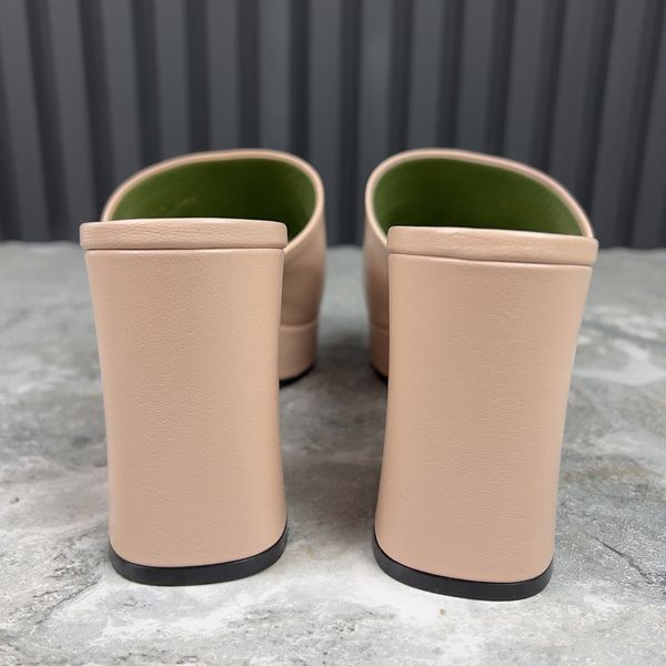 Houdan Horsebit Plaform Heel Mules Pink Leather