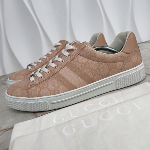 Ace Web Sneakers GG Signature Canvas Pink Leather