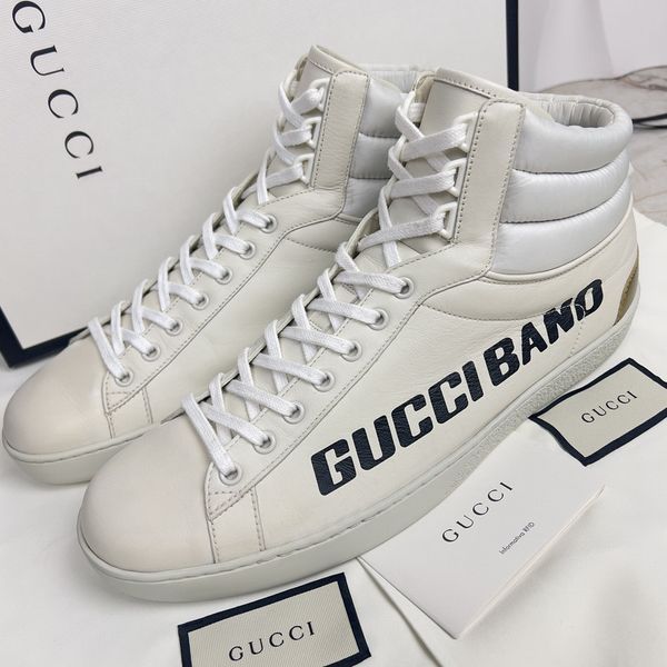 Ace Band Graphic Print Sneakers Calfskin White