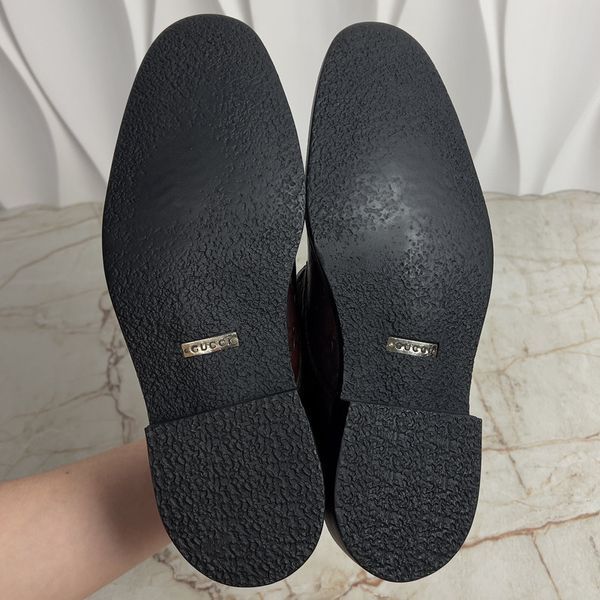 GG Monogram Embossed Chukka Boots Brown Leather