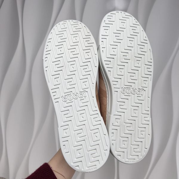 Ace Web Sneakers GG Signature Canvas Pink Leather
