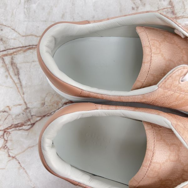 Ace Web Sneakers GG Signature Canvas Pink Leather