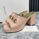 Houdan Horsebit Plaform Heel Mules Pink Leather