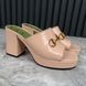 Houdan Horsebit Plaform Heel Mules Pink Leather