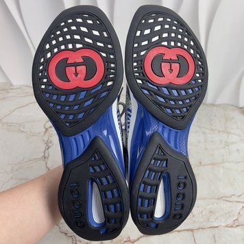 Run Interlocking G кросівки білі з блакитним із технологічної в'язаної сітки 3401 фото