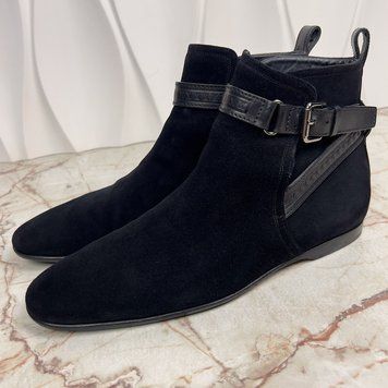 LV Monogram Ankle Boots Strap Black Suede