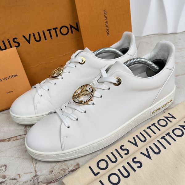 Frontrow Sneakers Gold Circle Logo White Leather