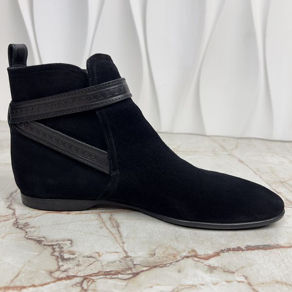 LV Monogram Ankle Boots Strap Black Suede