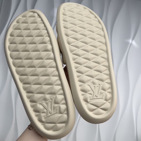 Waterfront Monogram Embossed Sandals Beige Rubber