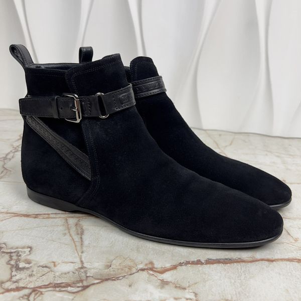 LV Monogram Ankle Boots Strap Black Suede