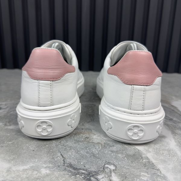 Time Out Sneakers Pink Logo White Leather