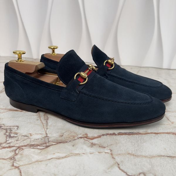 Jordaan Horsebit Web Loafers Blue Suede