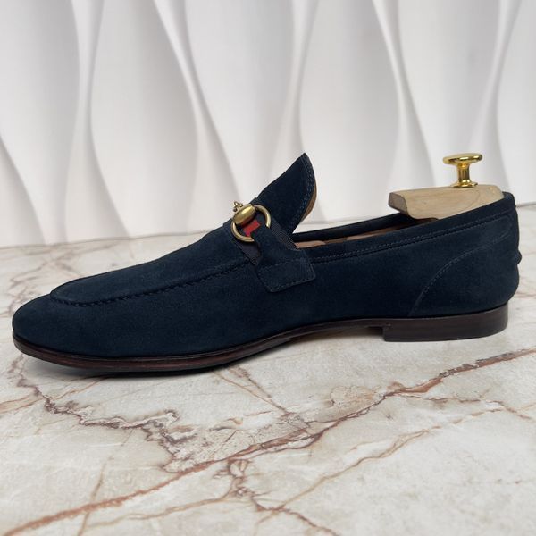 Jordaan Horsebit Web Loafers Blue Suede