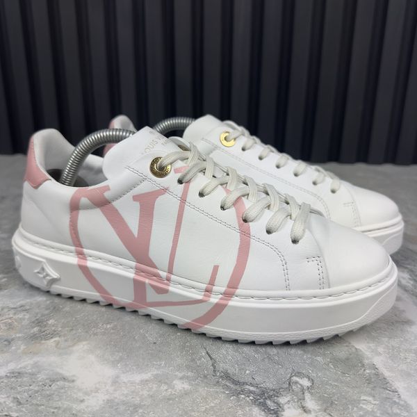 Time Out Sneakers Pink Logo White Leather
