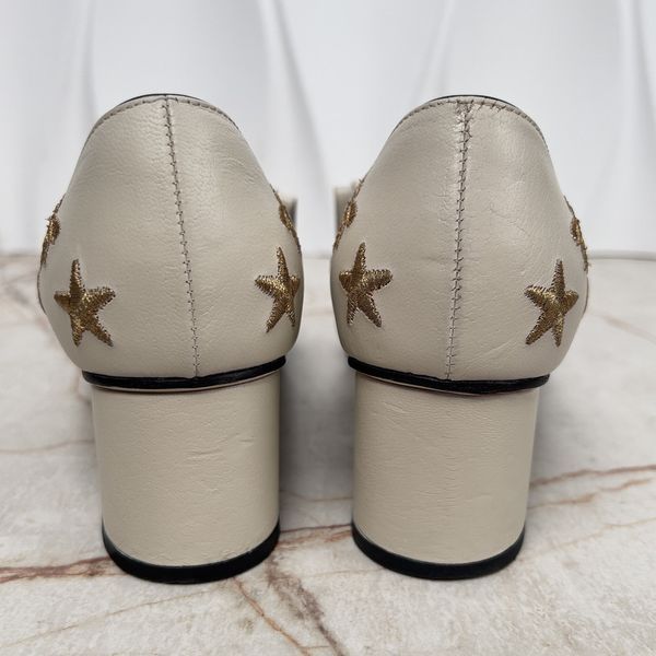 Marmont Double G Fringe Embroidered Stars Bees Heels Pumps