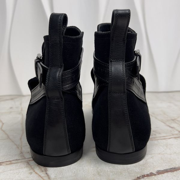 LV Monogram Ankle Boots Strap Black Suede